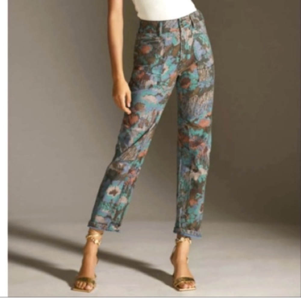 Anthropologie Pilcro The Wanderer Abstract Floral Jean Pants Size 27